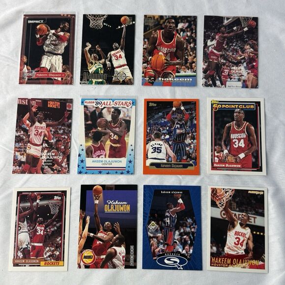 Hakeem Olajuwon 12 Card Lot NM Fleer ‘89 All Stars Sticker 1998 UD Starquest - Picture 1 of 13